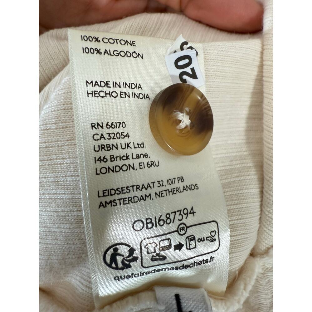Anthropologie Pilcro Cream Duster Shacket Button Front Cotton Size L - Picture 10 of 11